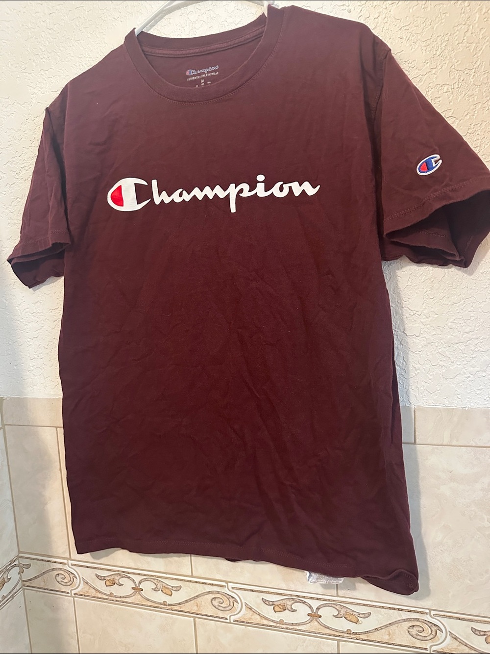 Champion Classic Script Tee - Maroon Color Size Medium